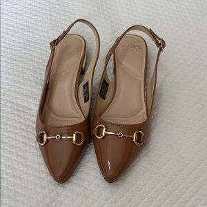 Jones New York Women's Tan Patent Slingback Flats